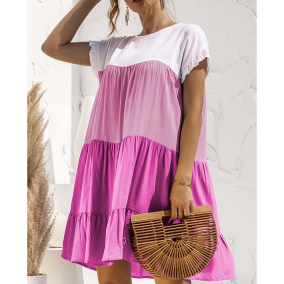 Boho spring summer ruffle trim mini dress - Picture 8 of 12